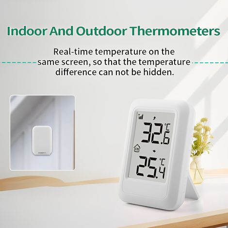 Ortviai – Funk-Wetterstation TS-FT0401 – Innen-/Außensensor, 100 m Reichweite, 2,56-Zoll-Display, 24-h-Min/Max – weiß, ohne Batterien (1/5)