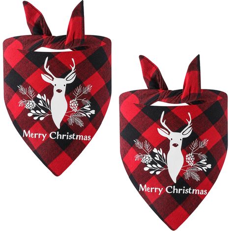 Bandana Perro Navidad - Paño Triangular Ajustable Para Perro - Diseño Festivo Con Estampado Navideño - 2 Unidades (1/5)