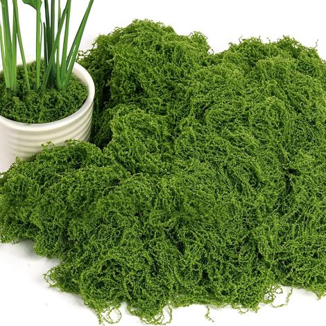 Mousse Artificielle - 50g - Fibres Synthétiques - Décoration Végétale Réaliste - Jardin Bricolage Maison - Vert Foncé (1/5)