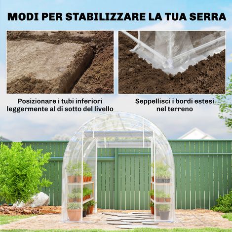 Serre de jardin 2x3x2 m, cadre acier renforcé, bâche PE transparente anti-UV, portes enroulables incluses. (1/5)