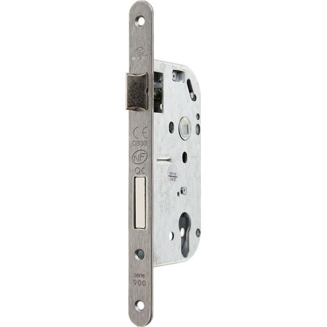 Serrure pour porte d'entrée coupe-feu et anti-corrosion- axe à 50- sans cylindre- Noir (1/5)