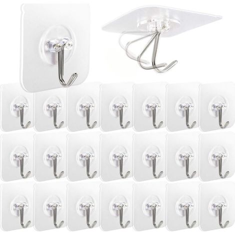 22 Pièces Crochet Adhésif Crochets Adhesifs Transparent Auto Adhesif, Pour Accroche Salle de 6x6cm Bain,Cuisine,Plafond,Accrocher,Mural,Porte,Peignoirs,Porte Serviette