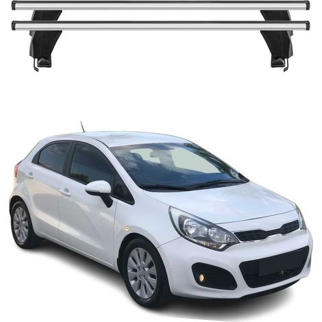 OMAC Dachträger Querträger Alu für Kia Rio III Schrägheck 2011-2017 – Abschließbar – T-Nut – City-Crash-getestet – Max. 50 kg Silber (1/5)
