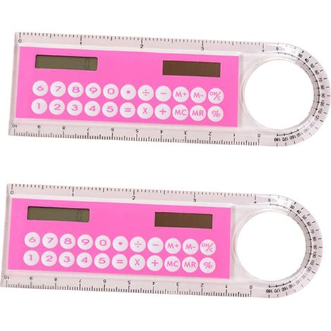 Règle calculatrice en plastique rose de 10 cm (2 pièces) (1/5)