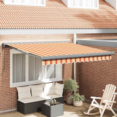 Markise Einziehbar Gelb und Weiß 3x2,5 m Stoff und Aluminium
