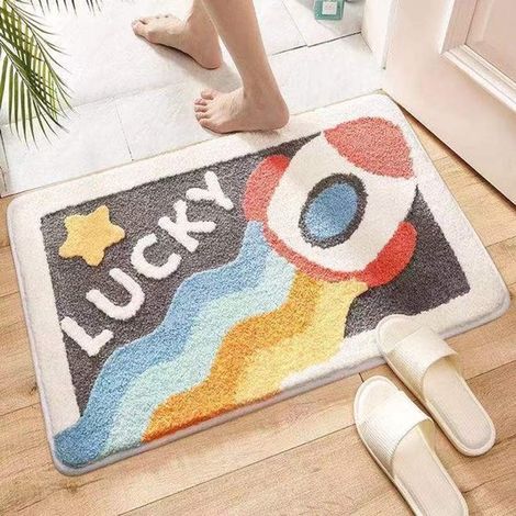 Tappetini da bagno antiscivolo e assorbenti, lavabili in lavatrice, tappetino da bagno morbido in peluche, tappetino doccia ad asciugatura rapida con retro in gomma antiscivolo, k (1/2)