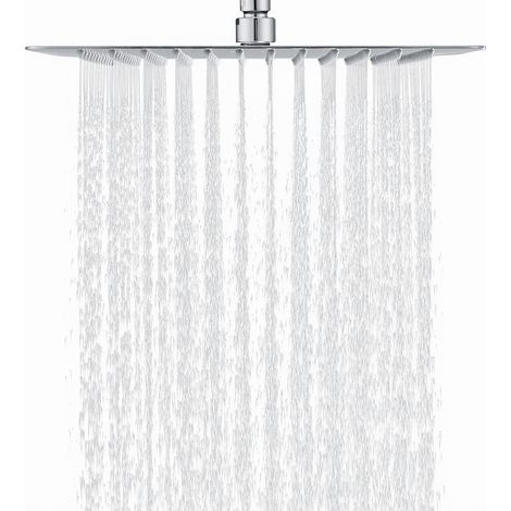 Soffione doccia quadrato da 12 pollici/30 cm in acciaio inox 304, soffione doccia a pioggia a risparmio idrico con 144 ugelli in silicone anticalcare, soffione doccia a pioggia girevole a 360°-t-Chrom (1/5)