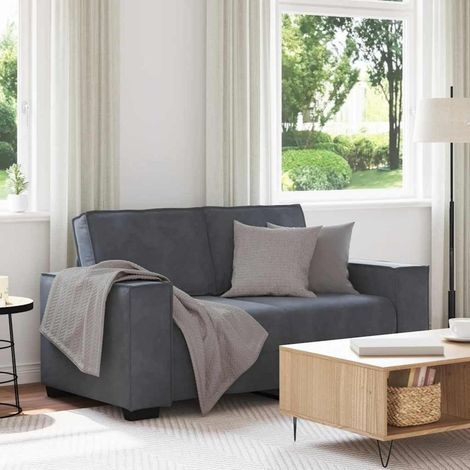 Canapé 2 places tissu 120 cm gris foncé capitonné moderne pour salon bureau (1/5)