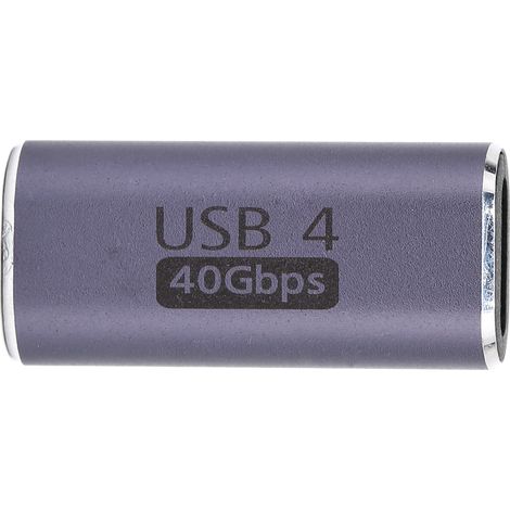 Adaptateur USB-C femelle-femelle en alliage d'aluminium, 40 Gbit/s, 100 W, coupleur/rallonge pour tablette et téléphone portable (type droit). (1/5)