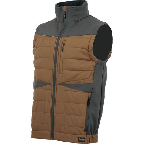 Chaleco de trabajo híbrido 24H para hombre, softshell, para todo el año - Comfort Plus sara S Negro-Oliva (1/4)
