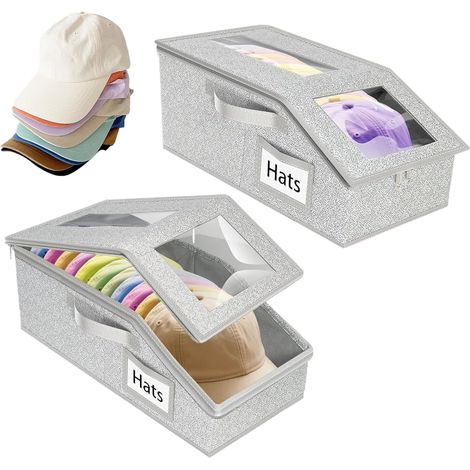 Organisateur de chapeaux - Porte-casquettes empilable - 2 grands supports - Pour commode, armoire, bureau, maison, bureau (1/5)