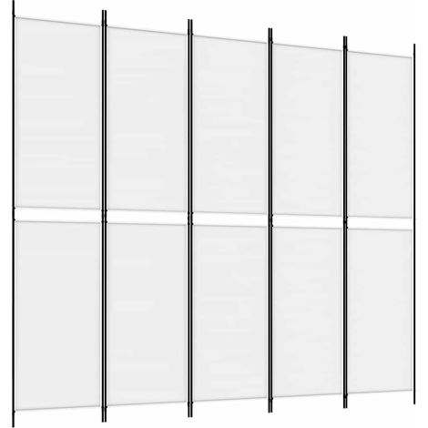 Paravent Cloison de séparation 5 panneaux, Pour Jardin, Balcon, Terrasse Blanc 250x220 cm Tissu OIB7936E (1/5)