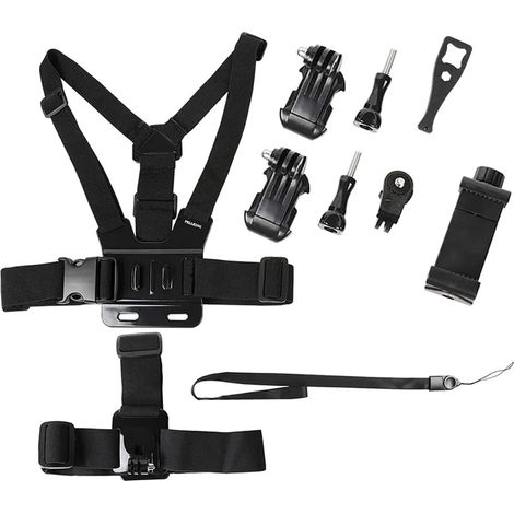 Kit support téléphone sangle poitrine et tête, bras flexible 360°, pour smartphone 4-7 pouces, vélo ski bureau (1/5)