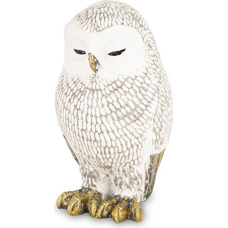Figura de búho de plástico blanco de 14x8x8 cm. (1/5)