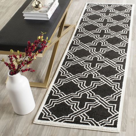 Tapis géométrique pour Intérieur et extérieur - Amherst Collection, Tapis à Poil Court, Anthracite et Ivoire, 69 X 213 cm (1/5)
