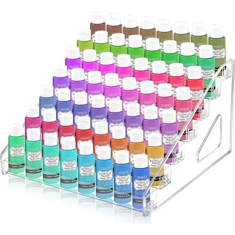 Support Pour Peinture - 7 Niveaux - Compatible Flacons 2 Fl Oz - Organisation Verticale Bureau - Transparent - 1 Pièce (1/5)