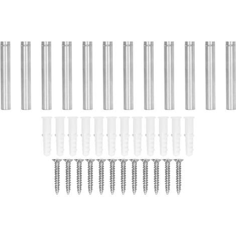 Kit de 12 vis d'entretoise en acier inoxydable 12 x 80 mm pour la fixation de panneaux publicitaires sur verre, idéal pour une utilisation domestique. (1/5)