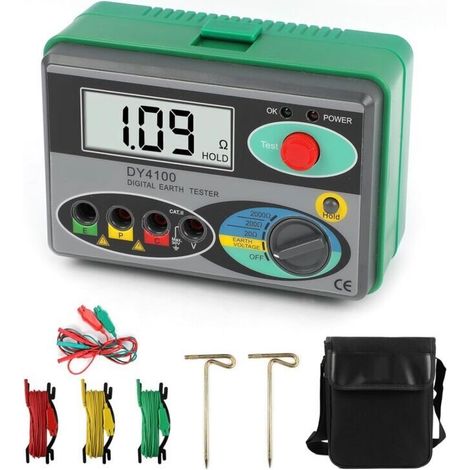 2000Ω Earth Resistance Tester – Digital LCD – ±2% Accuracy – Waterproof for Outdoor Use – Measures up to 30V (1/5)