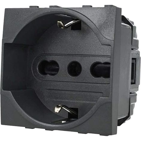 Modulo Presa Schuko 2 Poli Terra 16A Nero Compatibile Living 250V C1108 (1/4)