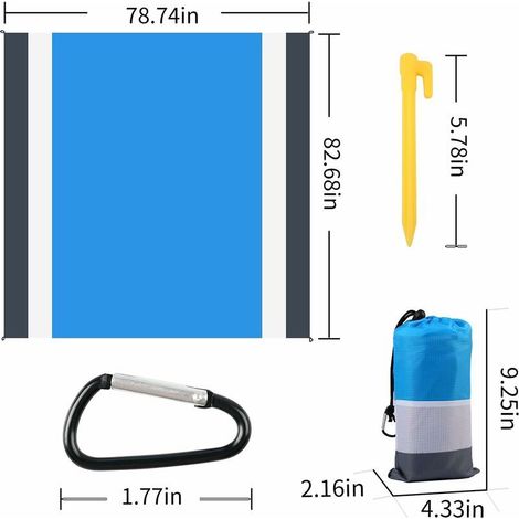 Tapis de Plage, 210200cm Couverture de Pique-Nique Imperméable Anti-Sable Portable avec 4 Piquets pour Plage Camping Picnic Randonnée ect Les Èvénements en Extérieur (1/4)