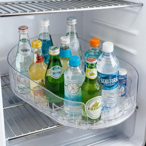 Plateau Tournant Pour Réfrigérateur 360°, Organisateur Frigo Transparent Lazy Susan, Ovale Organisateur De Cuisine, Rangement Frigo Pour Réfrigérateur, Salon, Salle à Manger, 33 x 21,5 cm (1/5)