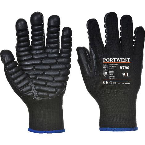 Gants Anti Vibration Noir L - Taille 9