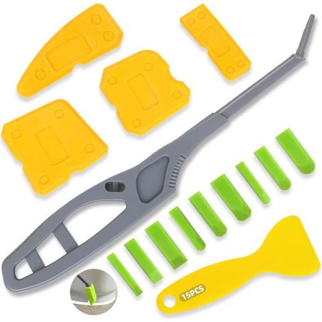 Kindfiber OÜ-Kit de 15 outils pour mastic silicone et réparation de fissures Salle de bain, cuisine, fenêtres, sols (1/5)