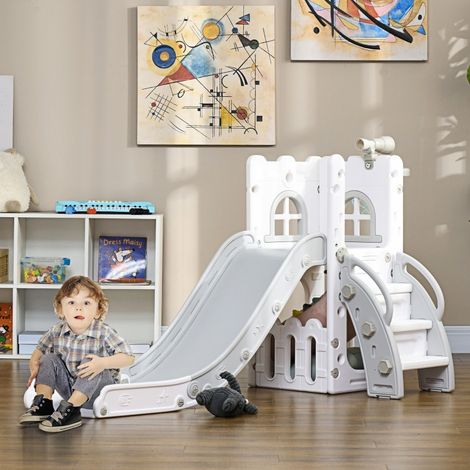 Toboggan enfant 177x70x92 cm en plastique gris, 5 en 1 gain de place pour chambre FloraGrace (1/5)