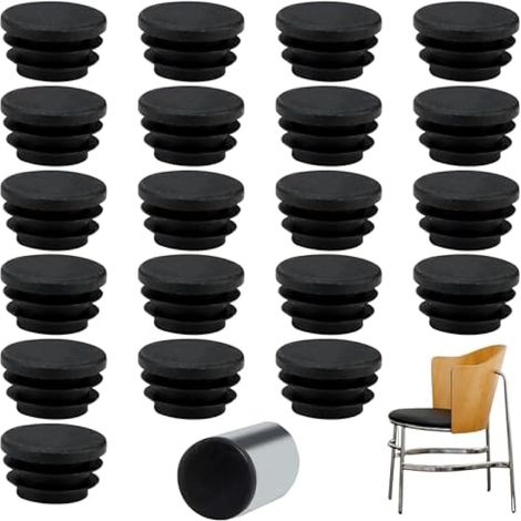 20 pcs Bouchons à lamelles Ronds 16/22/25/30/40/50/60/80/90/100 mm pour Tubes d'un diamètre extérieur de Ø 25 mm, Bouchons en Plastique Noir 25mm, Bouchon Rond (25mm 20pcs) (1/5)