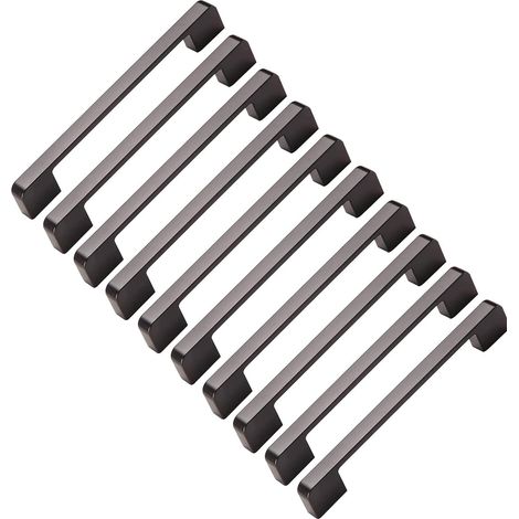 10pcs Poignée Meuble Entraxe 224mm-Poignée Porte Cuisine Noire Poignee Barre Meuble Poignee De Cuisine Noire 224mm (1/5)