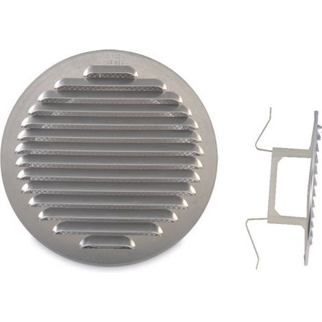 GRIGLIA DI AERAZIONE IN ALLUMINIO CON ZANCHE Ø mm. 175 per fori Ø mm.120-160