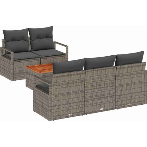Garden Sofa Set with Storage 6 pcs Grey Poly Rattan vidaXL