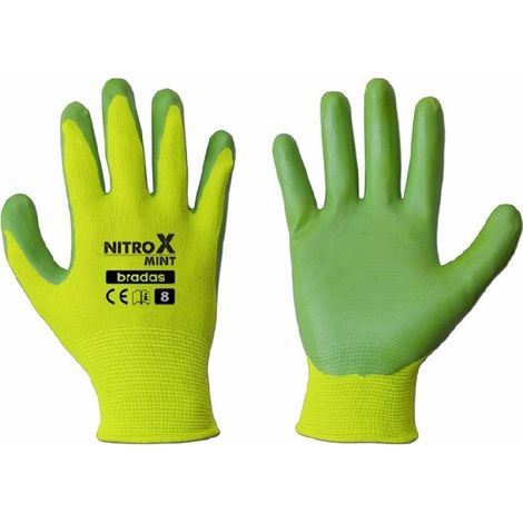 Guanti da giardinaggio protettivi in nitrile Nitrox color menta, 1 paio, taglia 8 - M, giallo-verde