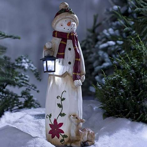 Statue De Bonhomme De Neige - Avec Lumières Led - En Résine Synthétique - Pour Décoration Intérieure Et Extérieure - Hauteur 22 Cm - Unité (1/5)