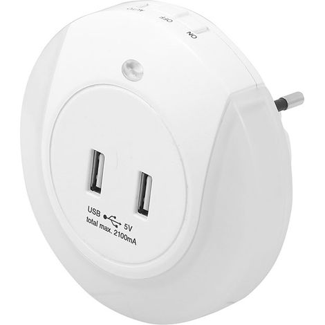 Adaptateur double USB 2,1A avec lumi re 3 modes on/off/d tection SIMON (1/4)