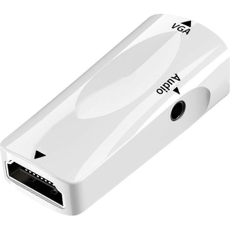 Adaptateur HDMI vers VGA compact pour Chromebooks, projecteurs et moniteurs, avec câble audio 3,5 mm pour une meilleure qualité de signal. Blanc, 25-26. (1/5)