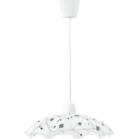 LAMPADARIO ROOT E27 D.42XH120CM BIANCO/FIORI NERI (1/2)