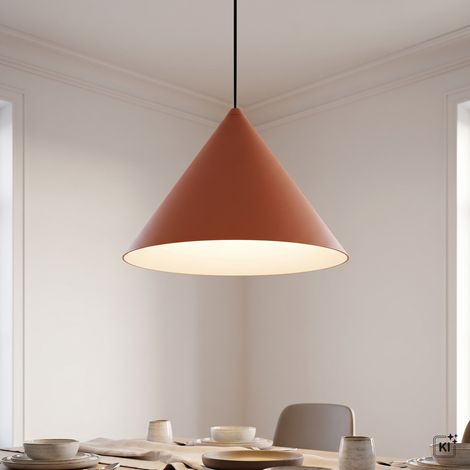 Pendelleuchte Metall D: 205 cm Kegel Schirm H: max. 130 cm Terrakotta Modern GU10 Hängelampe (1/5)