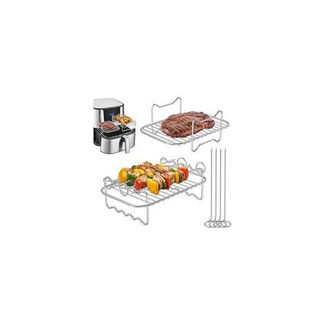 Grille air friteuse - 2 pièces grilles / noir - grille cuisson air friteuse respirant quatre micro-ondes cuiseur vapeur moule gâteau carré (1/5)
