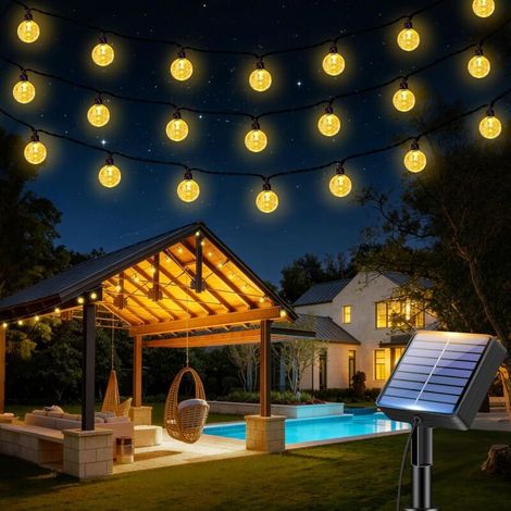 btfarm 15M Guirlande Solaire Exterieur, LED Guirlande Lumineuse Exterieure Solaire IP65 Étanche, 8 Modes Lumiere Solaire Extérieur pour Jardin Terrasse Guinguette Balcon Fête Noël Deco, Blanc Chaud