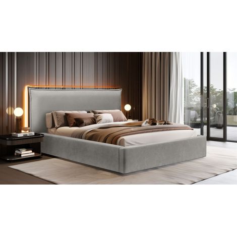 Polsterbett Doppelbett Bett AMADA 180x200cm in Stoff Ditra Grau (1/5)