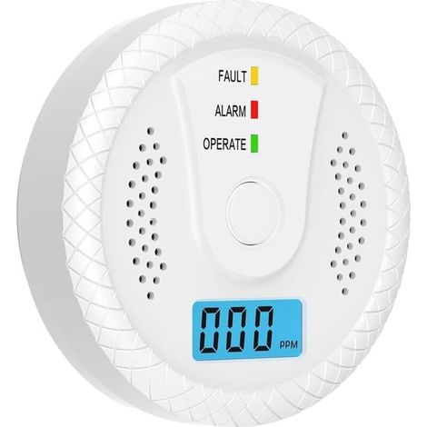 Détecteur de monoxyde de carbone portable avec affichage numérique et alarme sonore – Blanc, sans batterie (1/5)