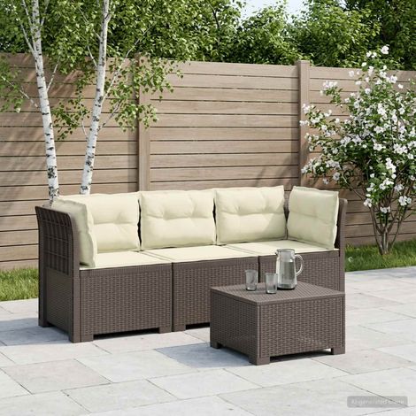 vidaXL 3-Seater Garden Sofa with Cushions Rattan Look PP Light Grey (1/5)
