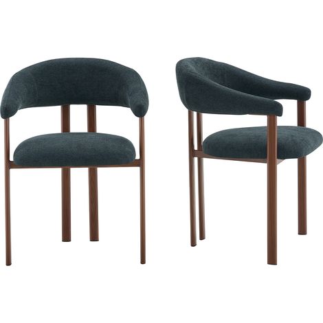 CAIziLot de 2 fauteuils tonneau, chaises modernes en tissu avec pieds en fer et assise confortable, pour la campagne, la salle à manger et le salon, noir (1/5)