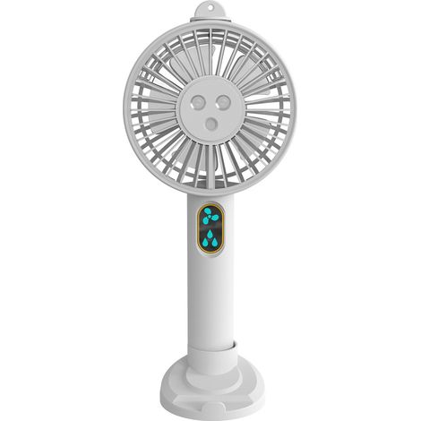 Ventilateur Brumisateur Rechargeable 2000 Mah - 3 Vitesses Réglables - Fonction Humidification - Usage Personnel Et Extérieur - Blanc (1/5)