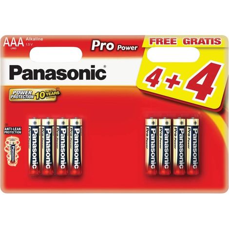 Blister da 8 pile alcaline 1,5V Panasonic "Pro Power" - ministilo, AAA, LR03, MN2400 (1/2)