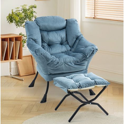 Poltrona relax imbottita in metallo azzurro chiaro OKMYHOME (1/4)