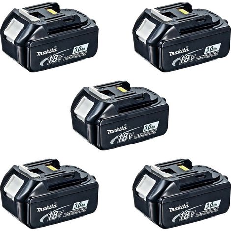 Confezione da 5 batterie 18V Li-Ion LXT 3,0 Ah con indicatore di carica BL1830B MAKITA