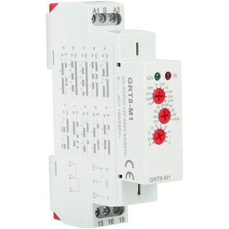 Relais temporisé GRT8-M1 avec 10 fonctions 35MM montage rail DIN AC/DC 12V 240V 50-60Hz (1/5)