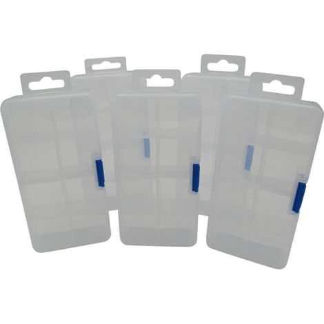 Small Storage Organizer Boxes X5 (Compartments Clear Plastic Container Case Hanging Lid) (1/5)